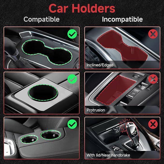 DYLEN Car Cup Holder Expander, Cup Holder Extender Adapter for Car with Expandable Insert, Compatible with Yeti 20/26/30oz, H