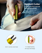 Car Window Breaker,Safety Hammer and Seatbelt Cutter 2-in-1,Metal Shell,High-Pressure Spring Striker,Anti Injury Hand Cutting