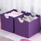 HOONEX Large Collapsible Storage Bins, Linen Fabric, Pack of 2, Storage Baskets with Wooden Carry Handles and Sturdy Heavy Ca