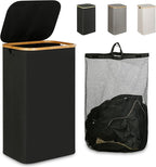iEGrow Laundry Hamper with Lid, 110L Large Laundry Hamper with Handle and Lid, Collapsible Clothes Basket Organizer with Remo