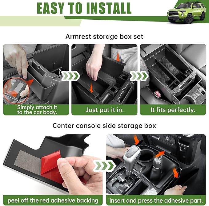 3PCS Center Console Organizer for 2010-2024 Toyota 4Runner Gear Shift Side Tray Hanging and Insert Armrest Storage Boxs for 4 Runner Accessories(3PCS Center Console Organizer/Fit 10-24)