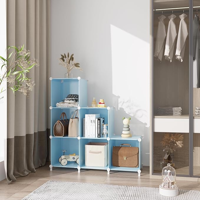 AWTATOS Cube Storage Organizer Protable Closet Organizers and Storage for Kids DIY Stackable 6 Cubes Storage Shelves Clothes 