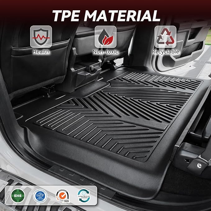 YITAMOTOR Floor Mats Fit for Hyundai Palisade 2020-2025 7/8 Seats, TPE All Weather Car Protection Floor Liners Palisade Accessories, 1st & 2nd & 3rd Row & Backrest Mat & Cargo Liner, Black