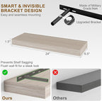 Fun Memories Floating Shelves for Wall, 24 Inch Floating Shelves Set of 2, Hanging Shelf with Invisible Brackets, Wood Shelve