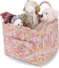 Storage Basket Boho Fabric Large Collapsible Floral Laundry Nursery Hamper Portable Folding Storage for Clothes Toys (Yellow)