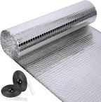 Frienda Rv Window Reflective Insulation Roll 59inch*8.3ft Double Aluminum Foil Heat Bubble Thermal Window Shade Door Cover Blackout for Garage Roof Travel Camper Skylight Shield