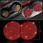 NBTEPEM 30 Pcs Red Bling Car Accessories Set for Women, Red Steering Wheel Cover Set, Bling Console Cover, Seat Belt Cushion, Shift Knob Cushion, Cup Holder Coaster, Rhinestone Car Hanging Accessories