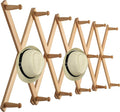 WEBI Accordion Wall Hanger,Expandable Wooden Hat Rack for Wall Mounted Coat Rack,Accordion Hat Hooks Holder for Baseball Caps