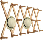 WEBI Accordion Wall Hanger,Expandable Wooden Hat Rack for Wall Mounted Coat Rack,Accordion Hat Hooks Holder for Baseball Caps