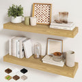 Fun Memories 30Inch Floating Shelves for Wall, 2 Pack Rustic Wood Shelves for Bathroom|Kitchen Wall Mounted Floating Shelf wi