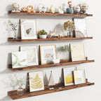 Fun Memories Picture Ledge Shelf, Floating Shelves Set of 4, 40 Inch Picture Shelves for Wall with Ledge, Large Nursery Book 