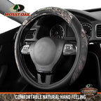 Mossy Oak Camo Steering Wheel Cover - PU Leather and Cotton Twill, Universal Fit 14 1/2 inches to 15 inches - Officially Lice