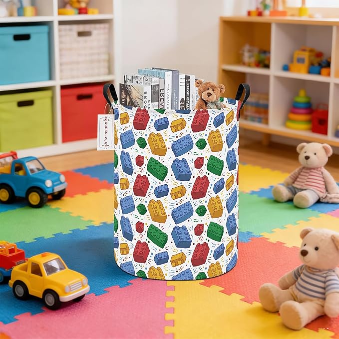 QUEENLALA Large Storage Basket,Laundry Hamper/Bathroom/Home Decor/Collapsible Round Storage Bin,Boys and Girls Hamper/Boxes/C