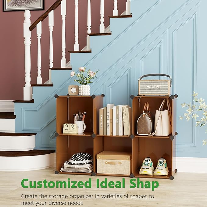 C&AHOME Cube Storage Organizer, 6-Cube Shelves Units, Closet Cabinet, DIY Plastic Modular Book Shelf, Ideal for Bedroom, Livi