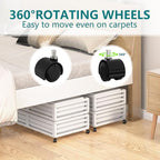 Bamboo Under Bed Storage Containers- Underbed Organizer with Wheels with Large Capacity Dust Bag,Sturdy Wood Rolling Under Be