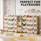 SpaceAid Large Toy Storage Organizer with 24 Bins and 3 Shelves, Toy Organizers Storage Bookshelf, Kids Bin Shelf Box Bookcas
