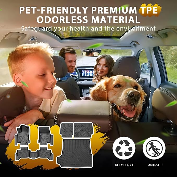 Powerty Floor Mat for Toyota 4Runner 2025 2026, All Weather TPE Custom Trunk Cargo Mat Liner with Backrest Mat Replacement for Toyota 4Runner Accessories (Fit 5 Seats,Not for Hybrid Model)