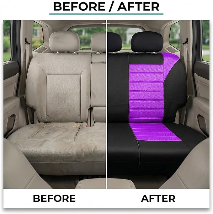 FH Group Automotive Car Seat Covers Rear Set Premium 3D Air Mesh Seat Covers, Airbag Compatible and Split Bench Cover Univers