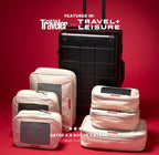 LeanTravel Premium Compression Packing Cubes for Travel - Suitcase Organizer Bags with Double Zipper & Breathable Mesh Panel 