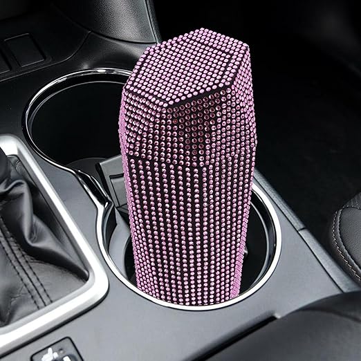iplusmile Car Trash can Rhinestone Inlaid Multi-Compartment Auto Garbage Bin 7.87 Inch Compact Vehicle Trash can for Car Cup Holder and Office Use