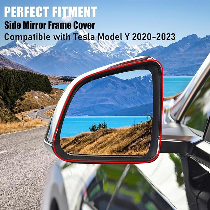 Jaronx Compatible with Tesla Model Y Side Mirror Cover Housing 2018-2025, Left Driver Side Door Wing Rearview Mirror Frame Cover Compatible with Tesla Model Y Accessories
