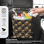 Car Garbage Can, Seat Back Hanging Cute Car Trash Can Bag, Car Organizer and Storage Bag for Travelling, Outdoor Vintage Floral Butterfly Skull