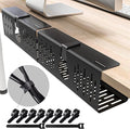 NODOCA No Drill Under Desk Cable Management Tray, 14'' Wire Management, Punch-Free Clamp on, Metal Cable Tray, Wire Organizer