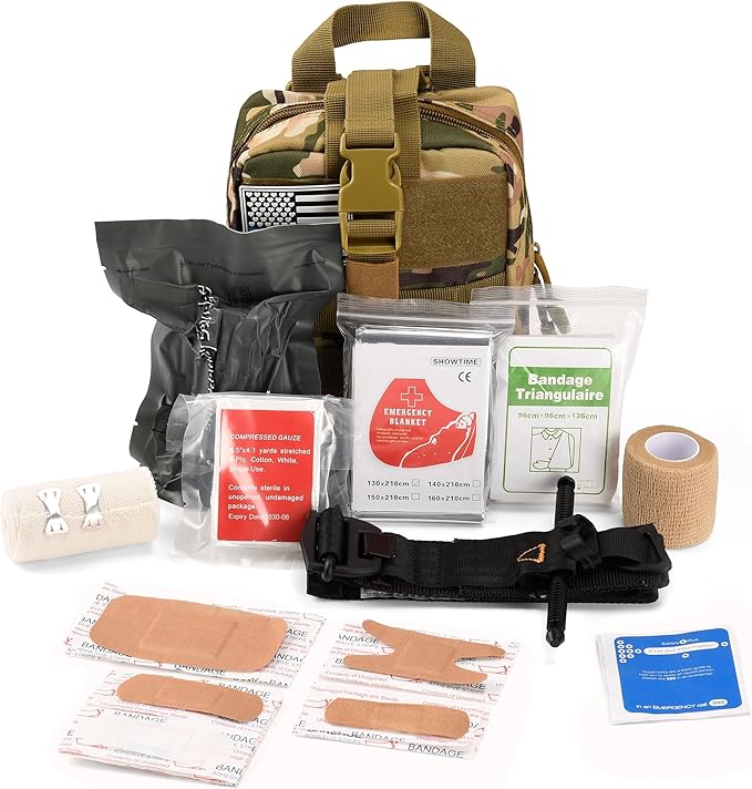 41 PCS IFAK Trauma Kit with Tourniquet, 4-Inch Israeli Bandage, Tactical First Aid Kit for Car, Camping, Hiking and Travel wi