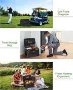 Golf Trunk Organizer, Waterproof Car Golf Locker with Separate Ventilated Compartment for 2 Pair Shoes, Golf Storage for Balls, Tees