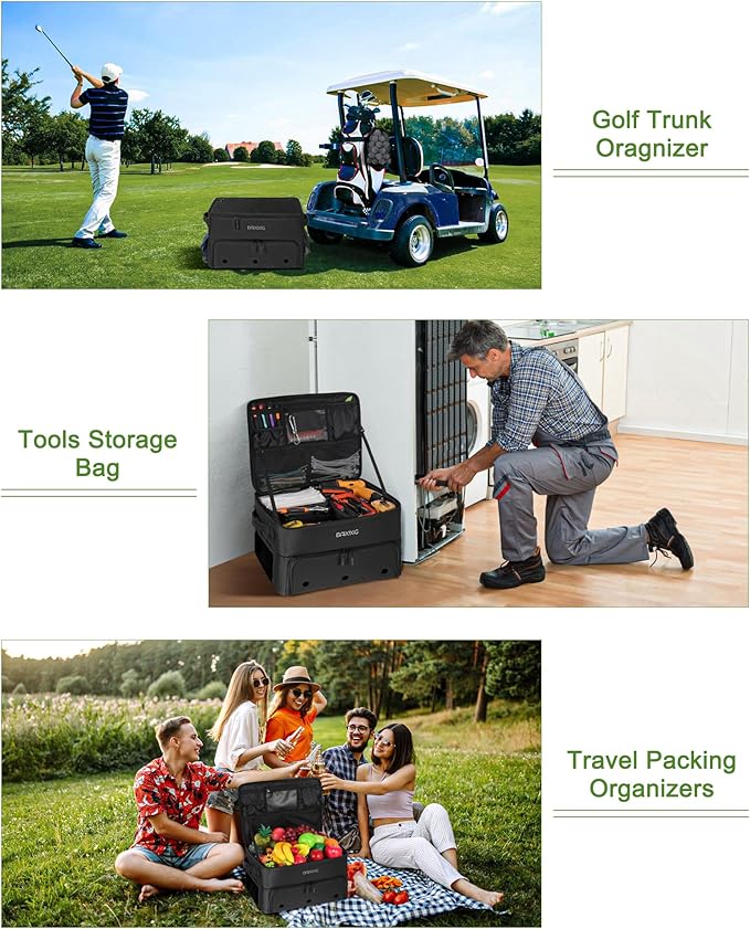 Golf Trunk Organizer, Waterproof Car Golf Locker with Separate Ventilated Compartment for 2 Pair Shoes, Golf Storage for Balls, Tees