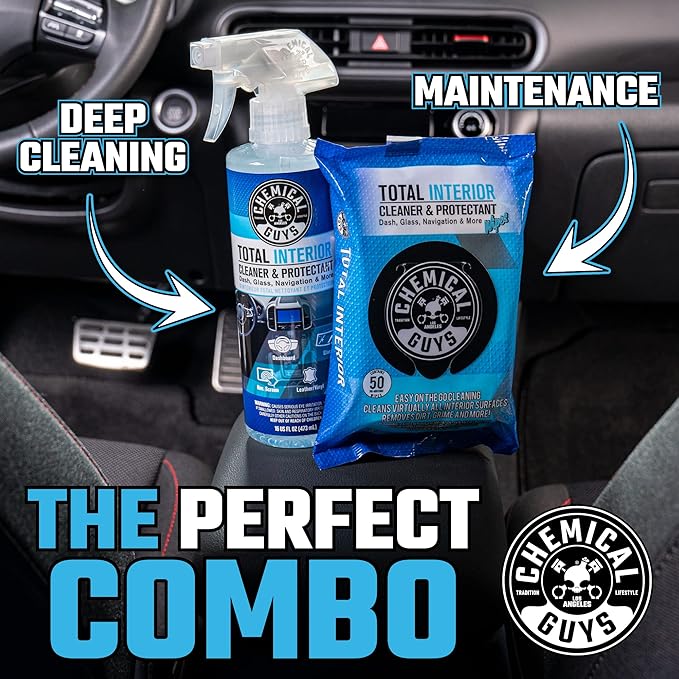 Chemical Guys PMWSPI22050 Total Interior Cleaner & Protectant Wipes Mega 100 Pack, Safe for Cars, Trucks, SUVs, Jeeps, Motorc