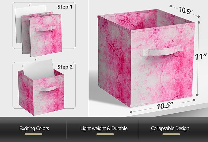 Sorbus Fabric Storage Cubes - 6 Foldable Tie Dye Storage Bins for Organizing Cubbies, Toy Box - Clothes Storage & Closet Orga