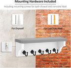 Nekon Key Holder for Wall, 11.8" W x 3.5" H x 2.8" D Decorative Key Organizer with Floating Shelf, Wall Mount Key Rack with 5