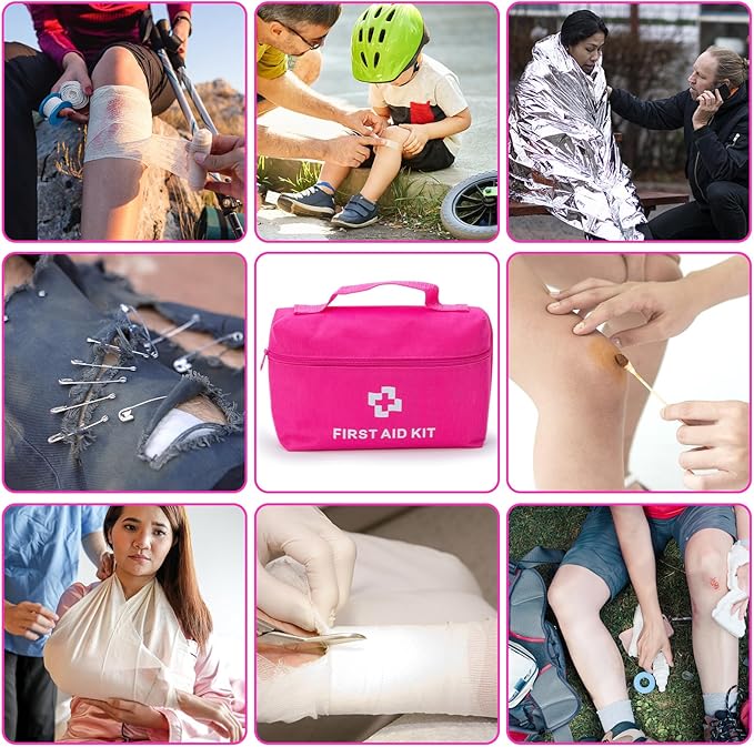 Roadside Emergency Car Kit for Vehicles, Pink Emergency Roadside Assistance kit with Car First Aid Kit, Thoughtful Car Emerge