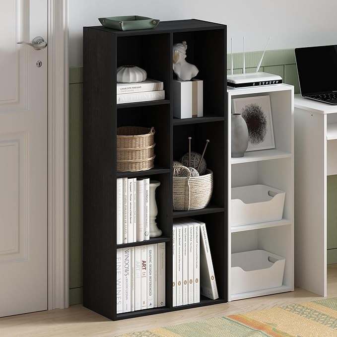 Furinno LUDER Book Shelf, 7-Cube Bookshelf, Bookcase with Open Shelves, 9.4 x 19.5 x 41.7, Easy Assembly, for Living Room, Be