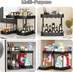 Ukeetap Multi-Purpose Pull-Out Storage Organizers, Under Sink/Cabinet Organizers and Storage for Bathroom & Kitchen, Black, 1