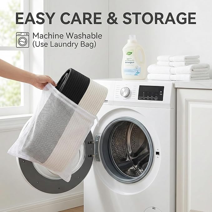 JMvicyroam 115L Extra Large Blanket Basket for Living Room - Woven Cotton Rope Laundry Hamper with Reinforced Handles - Stora