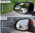 EcoNour Car Blind Spot Mirror (2 Pack) – 2" Rectangle HD Convex Rear View, Wide Angle Adjustable for SUVs & Trucks