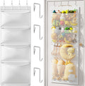 Criusia Stuffed Animal Storage, Over The Door Organizer with 4 Mesh Pockets, Toy Organizers and Storage for Nursery, Baby Sup