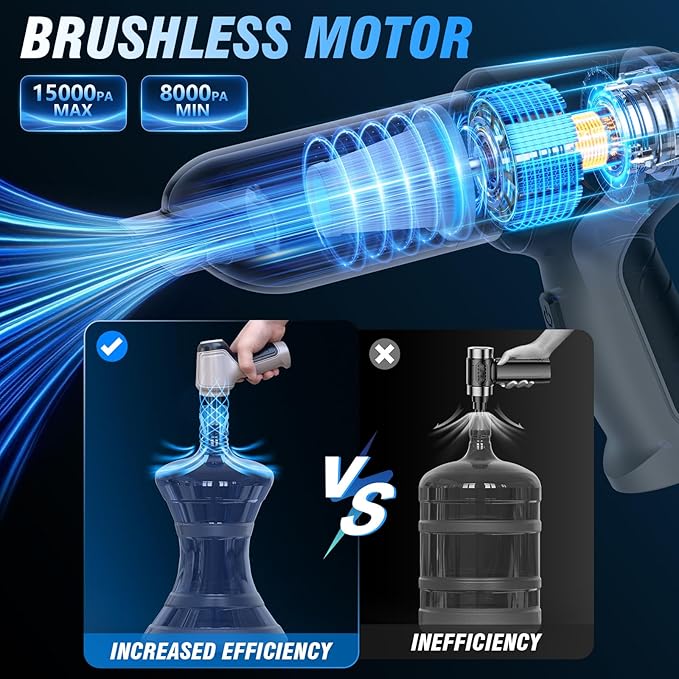 Handheld Car Vacuum Cleaner 12 Handheld Car Vacuum - 15000Pa Cordless Wet/Dry, 120W High Power with Complete Accessory Kit fo