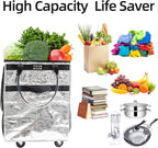 Reusable Grocery Bag On Wheels, Shopping Cart, Rolling Tote with 8 Pockets and Zipper Cover, Foldable, Heavy Duty Handles, Carries Up to 46 LBS (Medium, Silver)