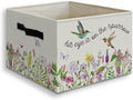 Wildflower Hummingbird Christian Foldable Storage Bins Box with Handles, His Eye Is on the Sparrow Religious Collapsible Orga
