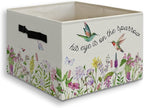 Wildflower Hummingbird Christian Foldable Storage Bins Box with Handles, His Eye Is on the Sparrow Religious Collapsible Orga