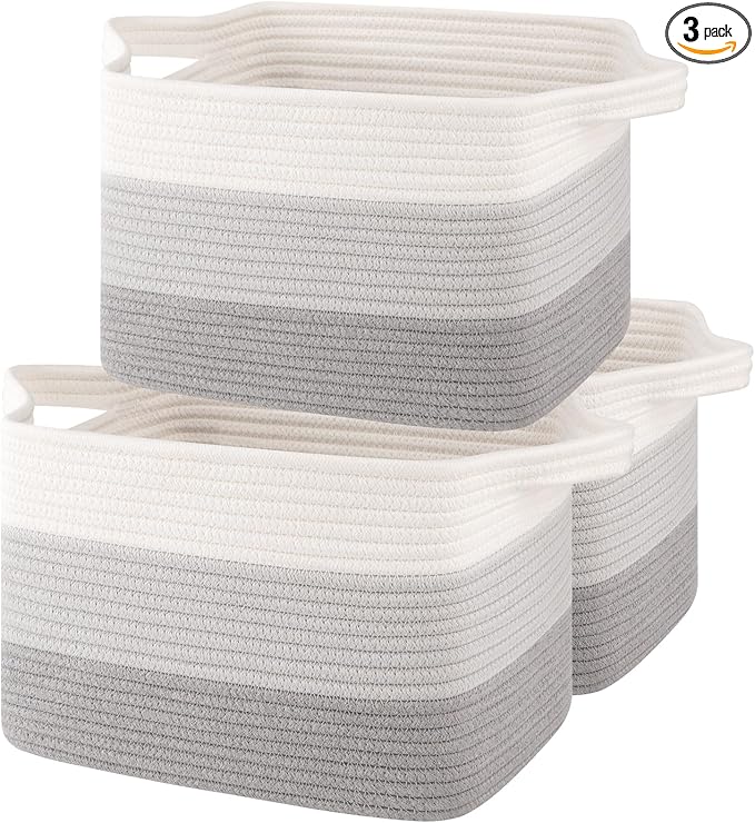 OIASKET Storage Baskets for Organizing, Woven Baskets for Shelves, Rectangle Decorative Organizer for Storage Clothes, Toy, B