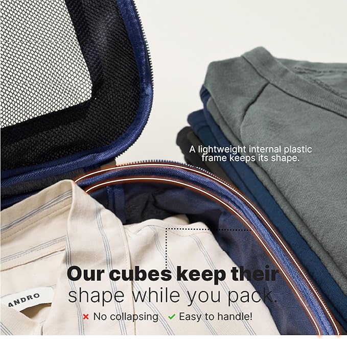 LeanTravel Premium Compression Packing Cubes for Travel - Suitcase Organizer Bags with Double Zipper & Breathable Mesh Panel 