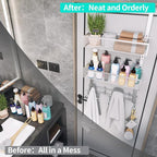 HapiRm Over The Door Hanger with Coat Hooks and 2 Baskets, Rustproof & Waterproof Over The Door Hooks, Storage Organizer for 