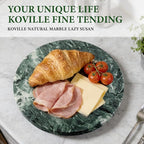Koville 16'' Green Marble Lazy Susan Marble Turntable for Kitchen Dinning, Lazy Susans Organizer for Cabinet, Serving Rotatio