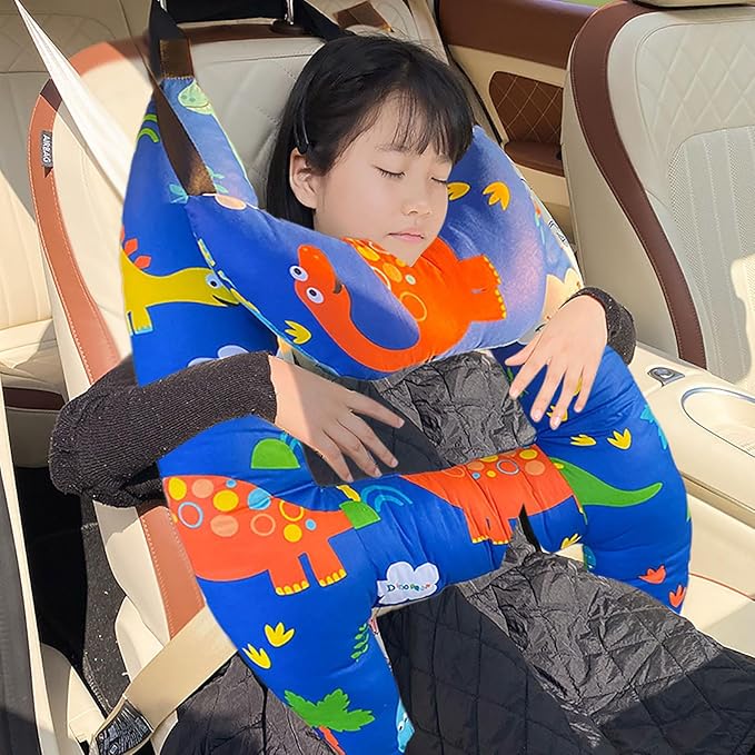 Upgraded Car Headrest Pillow Seatbelt Adjuster Pillow for Kids H Shaped Travel Pillow Cushion for Child Sleeping Neck Shoulde