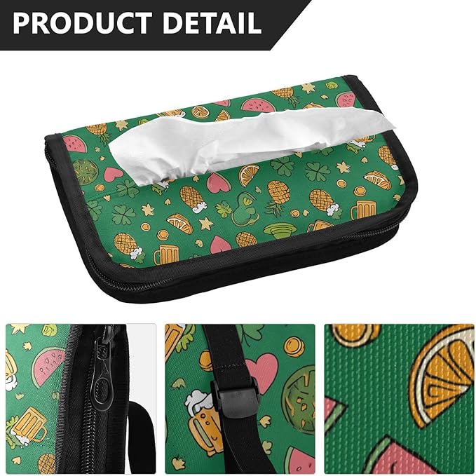 Car Tissue Holder Car Visor Organizer Tissue Box Holder for Car Sun Visor Organizer with Car Vehicle Accessories Essentials Interior for Women Men Green Clover Mug Fruit St.Patrick