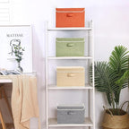 Storage Bins with Lid, Foldable Clothing Storage Box case with Handle for Books, Closet, Bedroom, Home, 4 Color Set A, 15L x 